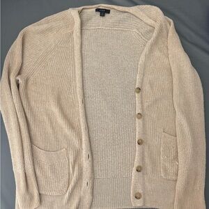 J. Crew Tan Cardigan Sweater Ribbed Knit V-Neck